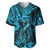 Hawaii Fish Hook Baseball Jersey Hibiscus Hawaii Tribal Tattoo Sky Blue Version LT01 Blue - Polynesian Pride