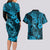 Hawaii Fish Hook Couples Matching Long Sleeve Bodycon Dress and Hawaiian Shirt Hibiscus Hawaii Tribal Tattoo Sky Blue Version LT01 - Polynesian Pride