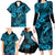 Hawaii Fish Hook Family Matching Long Sleeve Bodycon Dress and Hawaiian Shirt Hibiscus Hawaii Tribal Tattoo Sky Blue Version LT01 - Polynesian Pride