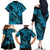 Hawaii Fish Hook Family Matching Off Shoulder Long Sleeve Dress and Hawaiian Shirt Hibiscus Hawaii Tribal Tattoo Sky Blue Version LT01 - Polynesian Pride