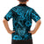 Hawaii Fish Hook Family Matching Off Shoulder Short Dress and Hawaiian Shirt Hibiscus Hawaii Tribal Tattoo Sky Blue Version LT01 - Polynesian Pride