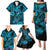 Hawaii Fish Hook Family Matching Puletasi Dress and Hawaiian Shirt Hibiscus Hawaii Tribal Tattoo Sky Blue Version LT01 - Polynesian Pride