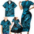 Hawaii Fish Hook Family Matching Short Sleeve Bodycon Dress and Hawaiian Shirt Hibiscus Hawaii Tribal Tattoo Sky Blue Version LT01 - Polynesian Pride