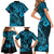 Hawaii Fish Hook Family Matching Short Sleeve Bodycon Dress and Hawaiian Shirt Hibiscus Hawaii Tribal Tattoo Sky Blue Version LT01 - Polynesian Pride