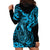 Hawaii Fish Hook Hoodie Dress Hibiscus Hawaii Tribal Tattoo Sky Blue Version LT01 - Polynesian Pride