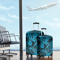 Hawaii Fish Hook Luggage Cover Hibiscus Hawaii Tribal Tattoo Sky Blue Version LT01 - Polynesian Pride