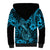 Hawaii Fish Hook Sherpa Hoodie Hibiscus Hawaii Tribal Tattoo Sky Blue Version LT01 - Polynesian Pride