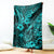 Hawaii Fish Hook Blanket Hibiscus Hawaii Tribal Tattoo Turquoise Version LT01 Turquoise - Polynesian Pride