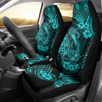 Hawaii Fish Hook Car Seat Cover Hibiscus Hawaii Tribal Tattoo Turquoise Version LT01 - Polynesian Pride