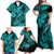 Hawaii Fish Hook Family Matching Off Shoulder Maxi Dress and Hawaiian Shirt Hibiscus Hawaii Tribal Tattoo Turquoise Version LT01 - Polynesian Pride