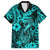 Hawaii Fish Hook Family Matching Off Shoulder Short Dress and Hawaiian Shirt Hibiscus Hawaii Tribal Tattoo Turquoise Version LT01 Dad's Shirt - Short Sleeve Turquoise - Polynesian Pride