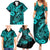 Hawaii Fish Hook Family Matching Summer Maxi Dress and Hawaiian Shirt Hibiscus Hawaii Tribal Tattoo Turquoise Version LT01 - Polynesian Pride