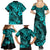 Hawaii Fish Hook Family Matching Summer Maxi Dress and Hawaiian Shirt Hibiscus Hawaii Tribal Tattoo Turquoise Version LT01 - Polynesian Pride