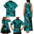 Hawaii Fish Hook Family Matching Tank Maxi Dress and Hawaiian Shirt Hibiscus Hawaii Tribal Tattoo Turquoise Version LT01 - Polynesian Pride