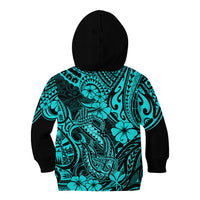Hawaii Fish Hook Kid Hoodie Hibiscus Hawaii Tribal Tattoo Turquoise Version LT01 - Polynesian Pride