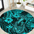 Hawaii Fish Hook Round Carpet Hibiscus Hawaii Tribal Tattoo Turquoise Version LT01 Turquoise - Polynesian Pride