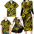 Hawaii Fish Hook Family Matching Long Sleeve Bodycon Dress and Hawaiian Shirt Hibiscus Hawaii Tribal Tattoo Yellow Version LT01 - Polynesian Pride