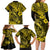 Hawaii Fish Hook Family Matching Long Sleeve Bodycon Dress and Hawaiian Shirt Hibiscus Hawaii Tribal Tattoo Yellow Version LT01 - Polynesian Pride