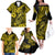 Hawaii Fish Hook Family Matching Off Shoulder Long Sleeve Dress and Hawaiian Shirt Hibiscus Hawaii Tribal Tattoo Yellow Version LT01 - Polynesian Pride