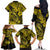 Hawaii Fish Hook Family Matching Off Shoulder Long Sleeve Dress and Hawaiian Shirt Hibiscus Hawaii Tribal Tattoo Yellow Version LT01 - Polynesian Pride