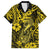 Hawaii Fish Hook Family Matching Off Shoulder Short Dress and Hawaiian Shirt Hibiscus Hawaii Tribal Tattoo Yellow Version LT01 Dad's Shirt - Short Sleeve Yellow - Polynesian Pride