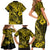 Hawaii Fish Hook Family Matching Short Sleeve Bodycon Dress and Hawaiian Shirt Hibiscus Hawaii Tribal Tattoo Yellow Version LT01 - Polynesian Pride
