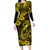 Hawaii Fish Hook Long Sleeve Bodycon Dress Hibiscus Hawaii Tribal Tattoo Yellow Version LT01 Long Dress Yellow - Polynesian Pride