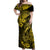 Hawaii Fish Hook Off Shoulder Maxi Dress Hibiscus Hawaii Tribal Tattoo Yellow Version LT01 Women Yellow - Polynesian Pride