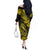 Hawaii Fish Hook Off The Shoulder Long Sleeve Dress Hibiscus Hawaii Tribal Tattoo Yellow Version LT01 - Polynesian Pride