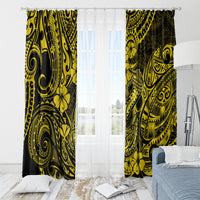 Hawaii Fish Hook Window Curtain Hibiscus Hawaii Tribal Tattoo Yellow Version LT01 - Polynesian Pride