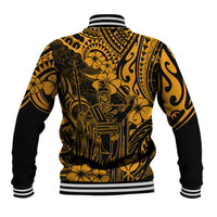 Hawaii King Kamehameha Baseball Jacket Polynesian Pattern Gold Version LT01 - Polynesian Pride