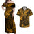 Hawaii King Kamehameha Couples Matching Off Shoulder Maxi Dress and Hawaiian Shirt Polynesian Pattern Gold Version LT01 Gold - Polynesian Pride