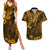 Hawaii King Kamehameha Couples Matching Summer Maxi Dress and Hawaiian Shirt Polynesian Pattern Gold Version LT01 Gold - Polynesian Pride