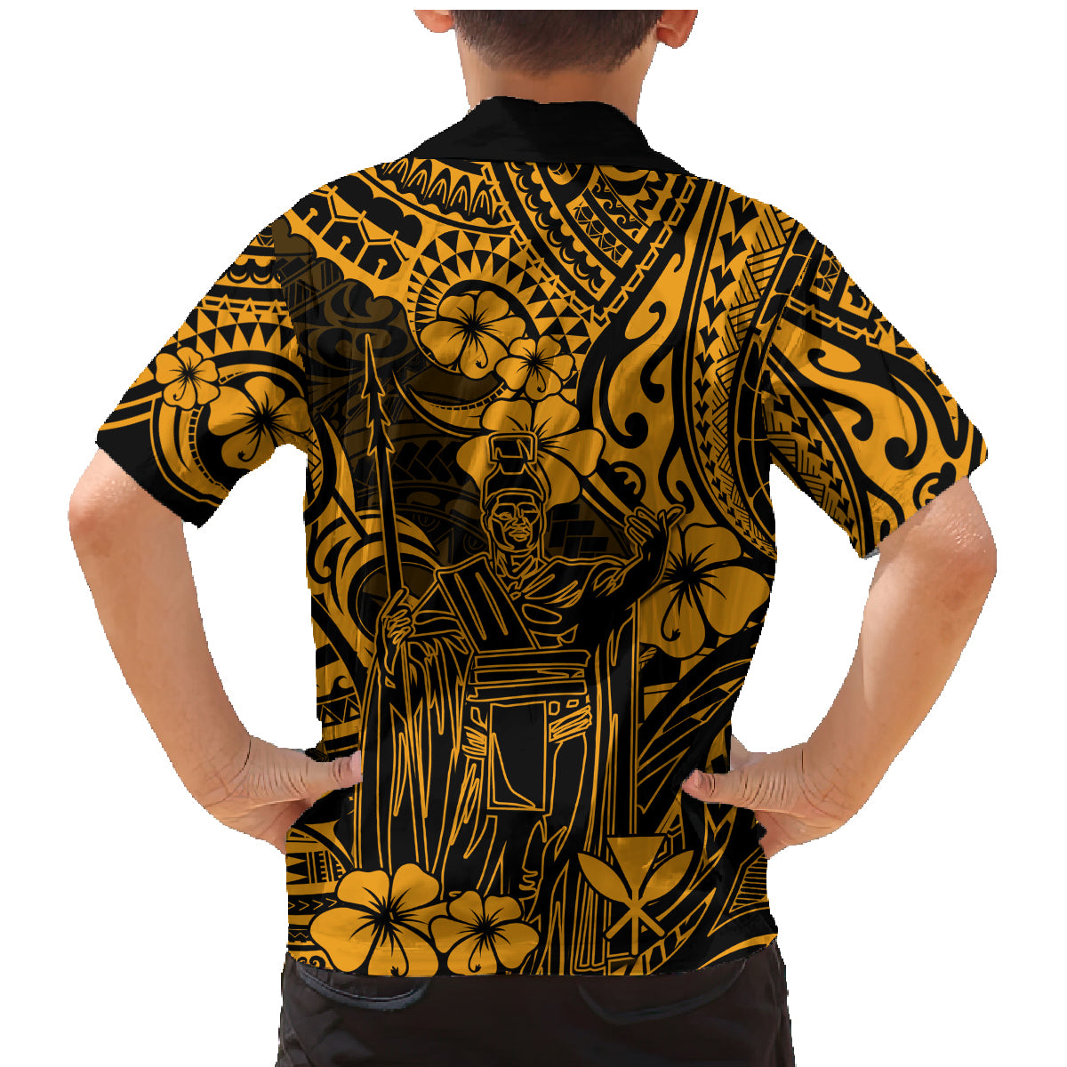 Hawaii King Kamehameha Family Matching Mermaid Dress and Hawaiian Shirt Polynesian Pattern Gold Version LT01 - Polynesian Pride