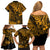 Hawaii King Kamehameha Family Matching Off Shoulder Short Dress and Hawaiian Shirt Polynesian Pattern Gold Version LT01 - Polynesian Pride