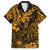 Hawaii King Kamehameha Family Matching Off Shoulder Short Dress and Hawaiian Shirt Polynesian Pattern Gold Version LT01 Dad's Shirt - Short Sleeve Gold - Polynesian Pride