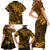 Hawaii King Kamehameha Family Matching Short Sleeve Bodycon Dress and Hawaiian Shirt Polynesian Pattern Gold Version LT01 - Polynesian Pride