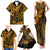 Hawaii King Kamehameha Family Matching Tank Maxi Dress and Hawaiian Shirt Polynesian Pattern Gold Version LT01 - Polynesian Pride