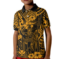 Hawaii King Kamehameha Kid Polo Shirt Polynesian Pattern Gold Version LT01 Kid Gold - Polynesian Pride