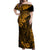 Hawaii King Kamehameha Off Shoulder Maxi Dress Polynesian Pattern Gold Version LT01 Women Gold - Polynesian Pride