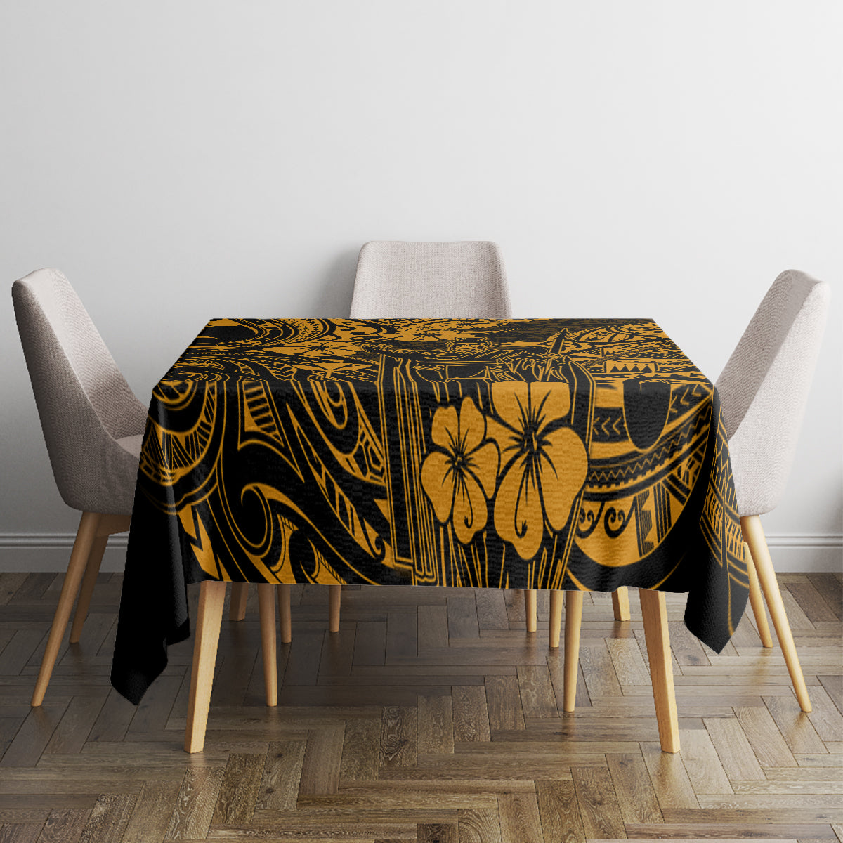 Hawaii King Kamehameha Tablecloth Polynesian Pattern Gold Version LT01 - Polynesian Pride
