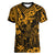 Hawaii King Kamehameha Women V Neck T Shirt Polynesian Pattern Gold Version LT01 Female Gold - Polynesian Pride