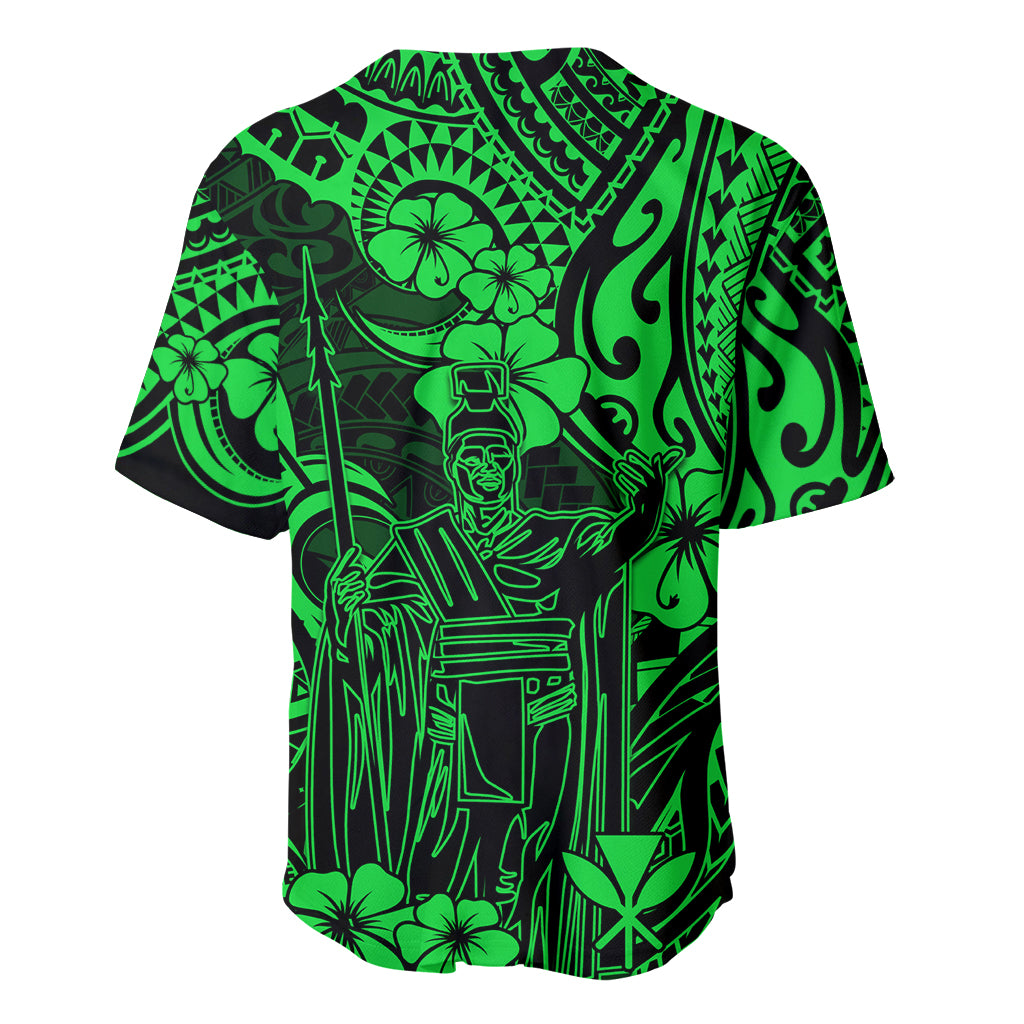 Hawaii King Kamehameha Baseball Jersey Polynesian Pattern Green Version LT01 - Polynesian Pride