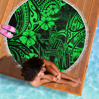 Hawaii King Kamehameha Beach Blanket Polynesian Pattern Green Version LT01 - Wonder Print Shop