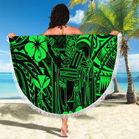 Hawaii King Kamehameha Beach Blanket Polynesian Pattern Green Version LT01 - Wonder Print Shop
