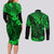 Hawaii King Kamehameha Couples Matching Long Sleeve Bodycon Dress and Long Sleeve Button Shirts Polynesian Pattern Green Version LT01 - Polynesian Pride