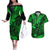 Hawaii King Kamehameha Couples Matching Off The Shoulder Long Sleeve Dress and Hawaiian Shirt Polynesian Pattern Green Version LT01 Green - Polynesian Pride