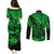 Hawaii King Kamehameha Couples Matching Puletasi Dress and Long Sleeve Button Shirts Polynesian Pattern Green Version LT01 - Polynesian Pride