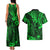 Hawaii King Kamehameha Couples Matching Tank Maxi Dress and Hawaiian Shirt Polynesian Pattern Green Version LT01 - Polynesian Pride