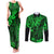 Hawaii King Kamehameha Couples Matching Tank Maxi Dress and Long Sleeve Button Shirts Polynesian Pattern Green Version LT01 Green - Polynesian Pride